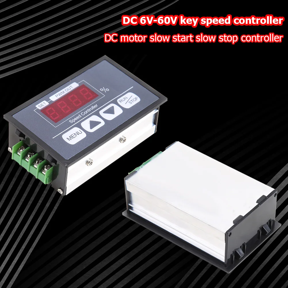 Slow Start Soft Stop PWM DC Motor Speed Control Switch Digital Display 6-60V 30A