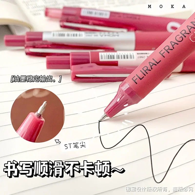 Imagem -06 - Kawaii Red Retro Gel Pen Caneta Tinta Preta Material de Escritório Escolar Papelaria Estudante Assinatura Caneta Escrita Pcs por Conjunto