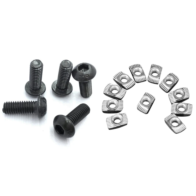 

100 Pcs M5 Hammer Nut T Fastener Sliding Nut & 50 Pcs M5x8mm Button Head Hex Socket Cap Screw Bolt