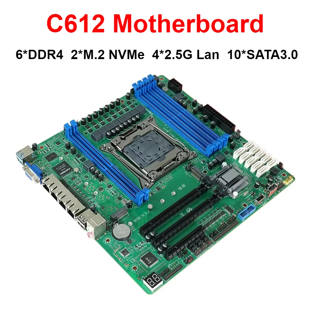 SZBOX 2011-mATX C612 Motherboard 6*DDR4 2*M.2 NVMe 4*2.5G Lan 10xSATA3.0 Suitable for Servers Firewalls Virtual Machines Routers