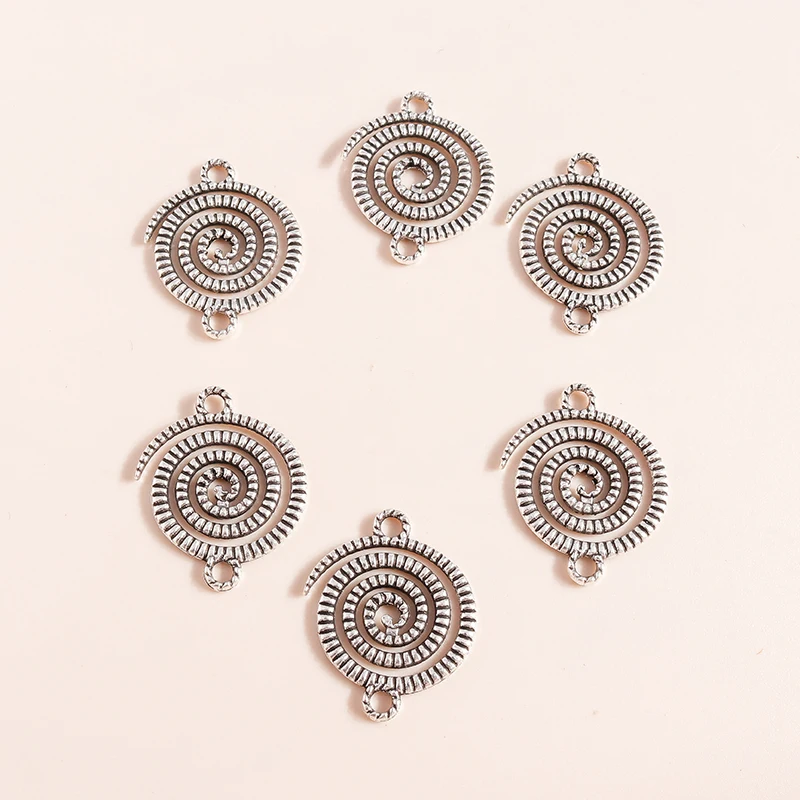 Leslie 20pcs 17*21mm Charms Spiral Swirl Charms Hollow Vortex Circle Pendant Jewelry Necklace Bracelet Earrings Marking