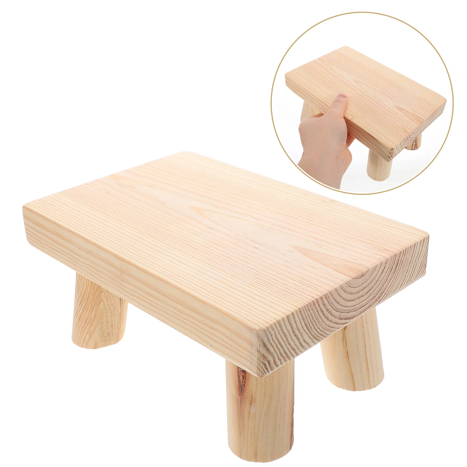 Taburete con escalón para niños, taburete pequeño de madera, tocador de color caqui para niños pequeños, resistente, portátil, multifuncional, ligero para el hogar