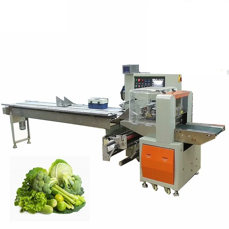 High Speed Flow Pack Machine for Vegetable Fruits Plastic Tray Automatic Pouch Packing Machine Dumpling Samosa Packing Machine