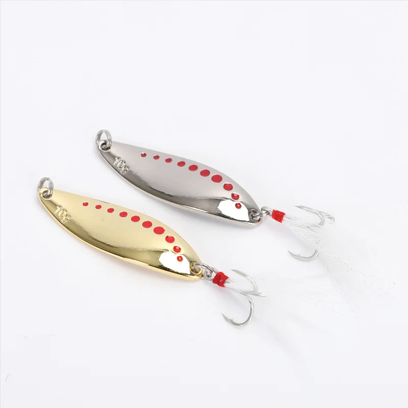 1pcs 5g-20gMetal Spinner Spoon Feather Hooks Artificial Sequins with 2 Treble Hook Saltwater Freshwat Bass & Trout Fishing Lures view 6