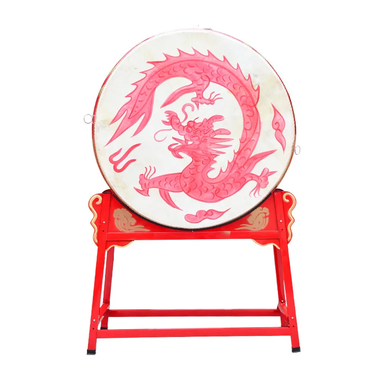 China Red Dragon Chinese Style Cowhide Drum Set - Customizable, Suitable for Festival Celebrations and Weddings
