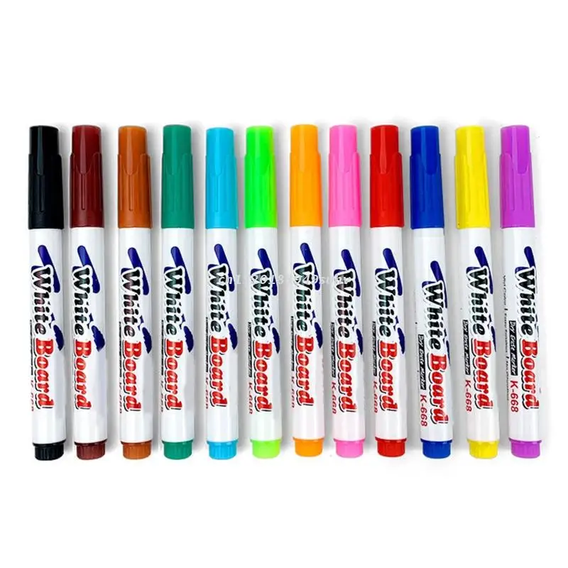 12สีเครื่องหมายไวท์บอร์ด Erasable สีสันปากกามาร์คเกอร์ของเหลวชอล์กปากกาสำหรับสำนักงานโรงเรียนไวท์บอร์ด Chalkboard