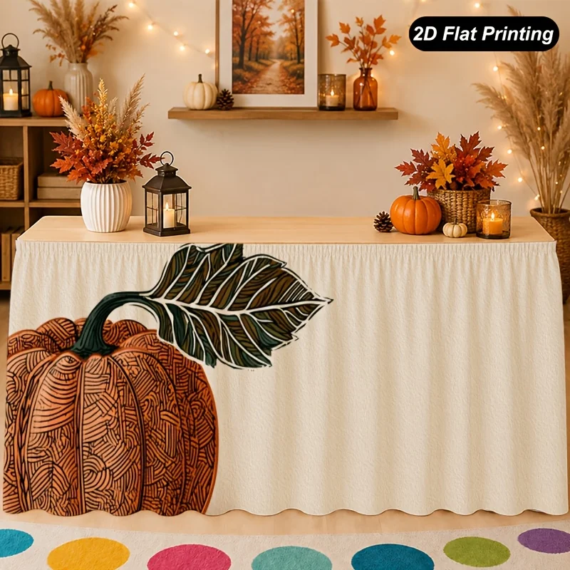 1 piece autumn tablecloth pumpkin autumn simple decorative table skirt