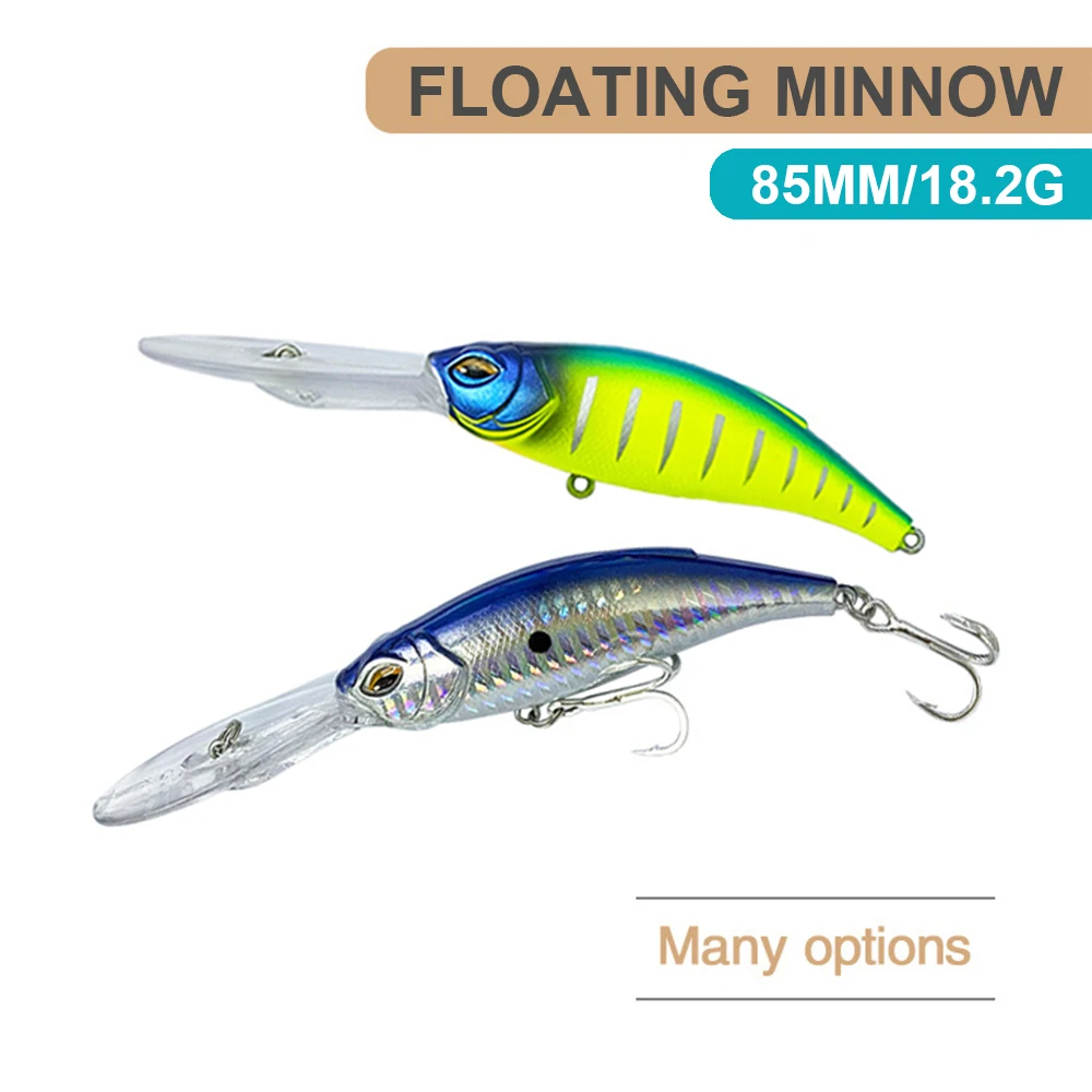 8.5cm 18.2g Fishing Lures Floating Minnow Wobbler Long Casting Deep Diving Swing Jerkbait Artificial Hard Bait Trout Bass MN713