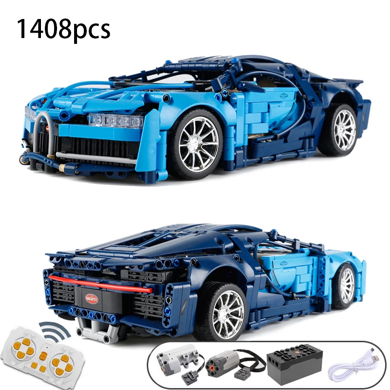 1408 PCS mechanical remote control assembled racing car Bugatti famous racing car model suitable for  building blocks