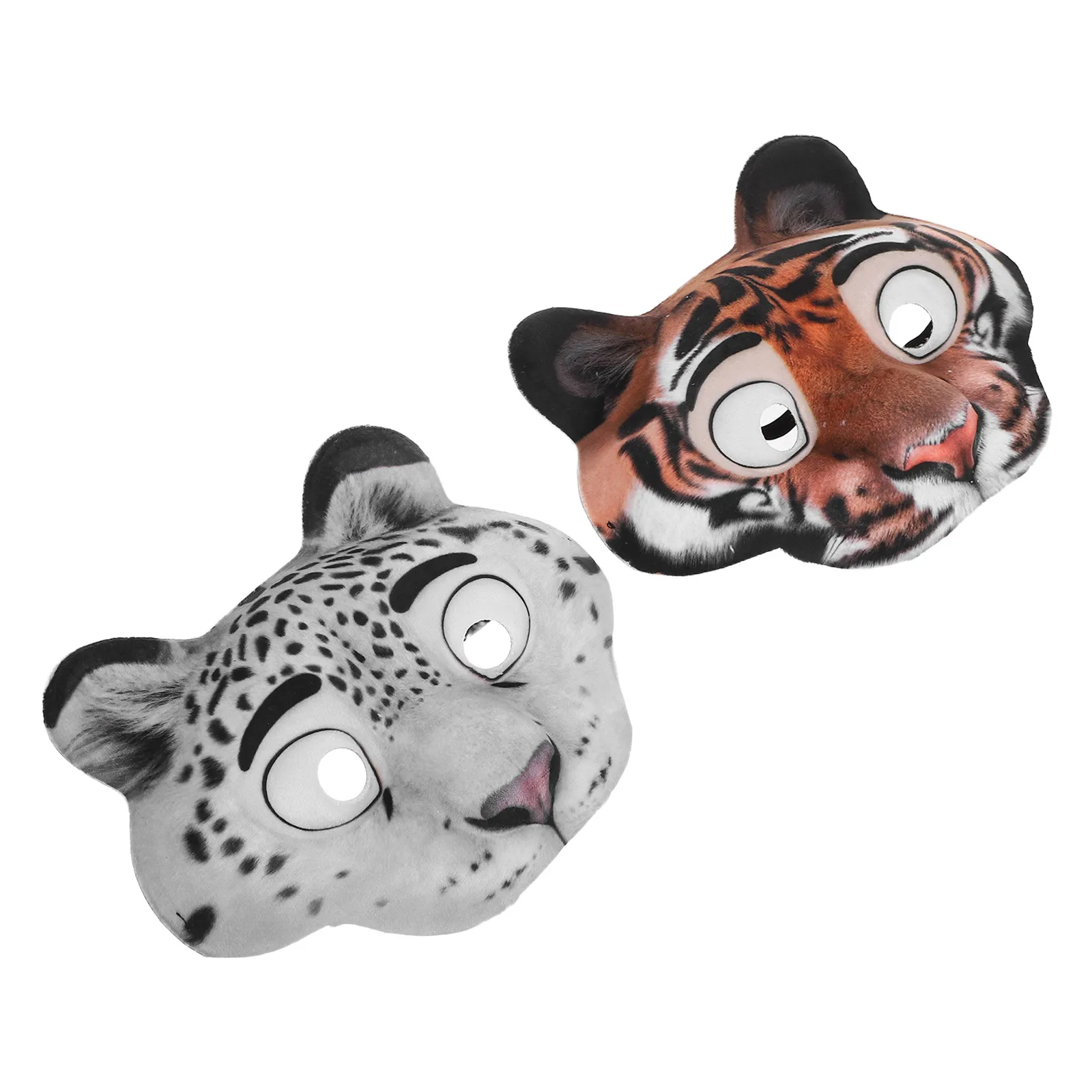 

2pcs Face Halloween Realistic Jungle Tiger Snow Leopard Printed Half Face Masks For Masquerade Cosplay Carnival Party Decoration