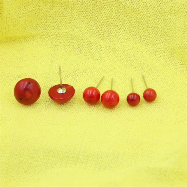ZFSILVER Fashion Nature Red Sea Bamboo Coral Earrings Silver 925 Whith Hole Black Point For Women Girl Charm Jewelry Party Gift