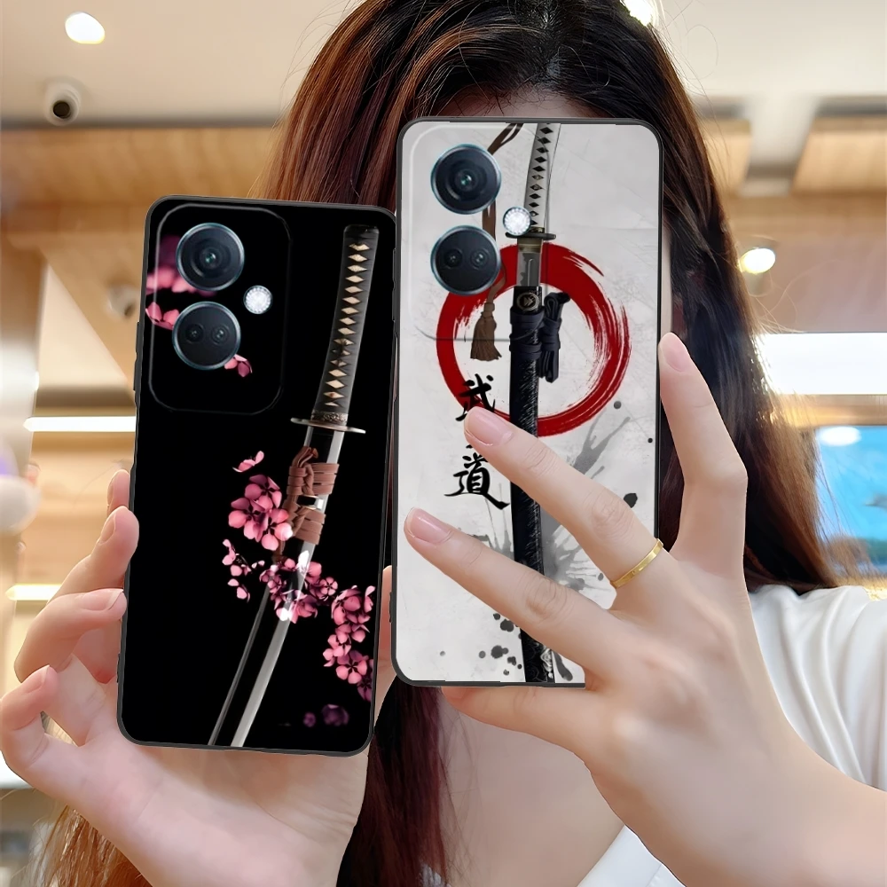 Katana Samurai Ronin Mobile Cell Phone Case for OPPO Find X5 X3 X2 A93 Reno 8 7 Pro A74 A72 A53 Black Soft Phone Cover Shell