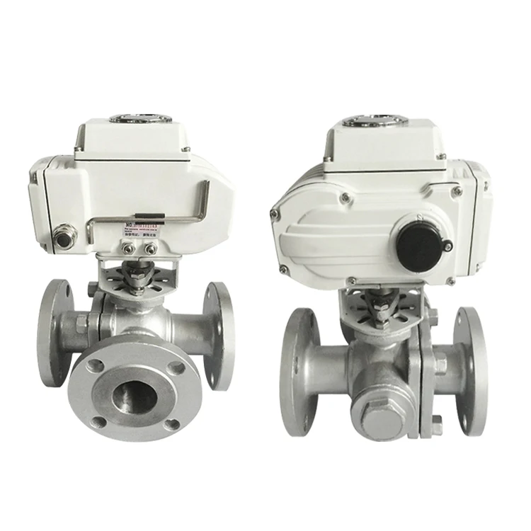 Flanged End Stainless Steel Sanitary Mini Electric Motorized 3 Way Ball Valve with Actuator