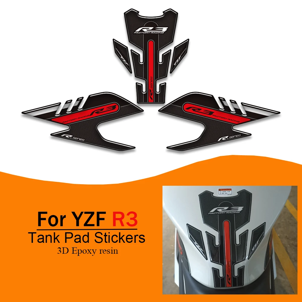 

For Yamaha YZF R3 2019-2022 Motorcycle YZFR3 Side Fuel Tank Pad Tank Pads Protector Stickers Knee Grip Traction decals