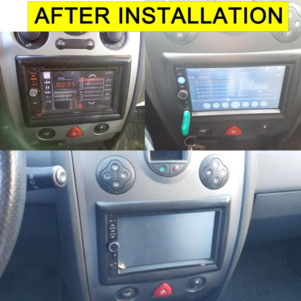 Double 2 Din Radio Fascia for Renault Megane 2 II 2002-2009 Stereo Panel Dash Kit Refitting Installation Trim Face Frame Bezel