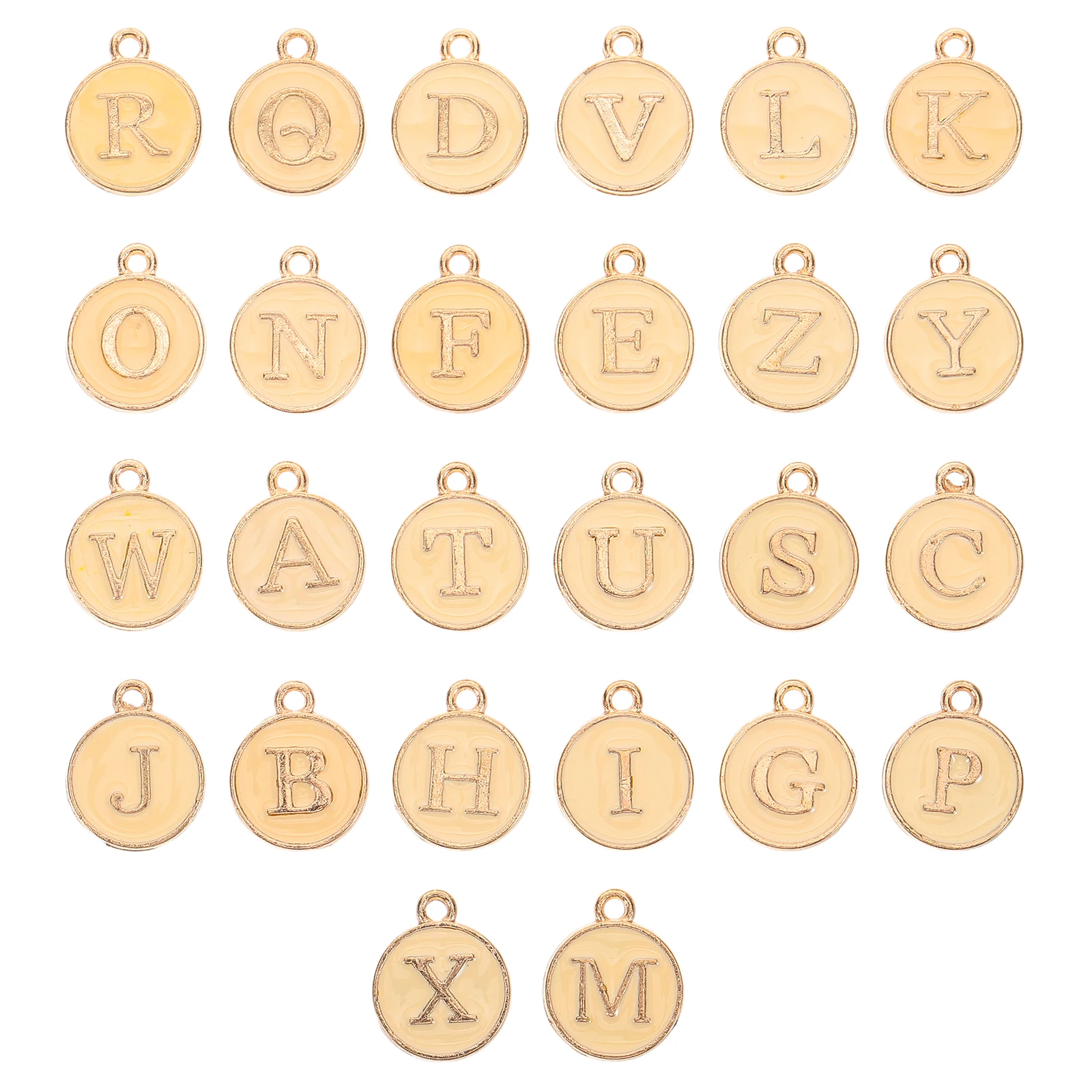 

26 Letters Alphabet Pendants Double Sided Gold Necklace Accessories Metal Charms Jewelry Craft Valentine Day Enamel Round