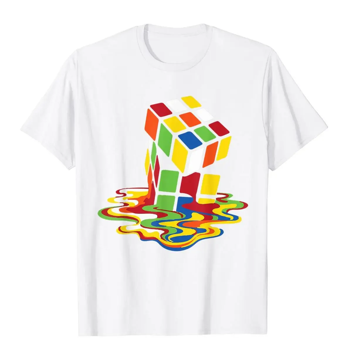 Awesome Graphic Melting Rubik Rubix Rubics Cube Funny Tee T-Shirt Classic Personalized T Shirt Cotton Mens Tops & Tees Leisure