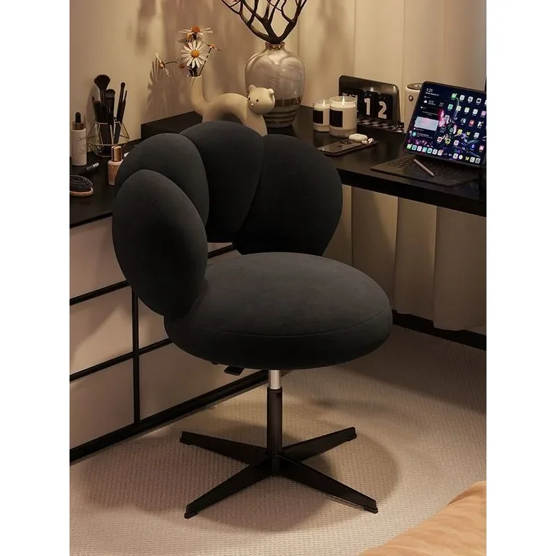 

Cream wind rotatable makeup chair, lamb wool bedroom girls chair manicure chair