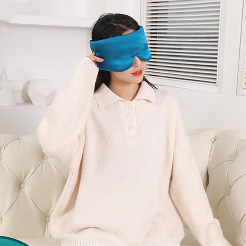 3D Eyeshade Natural Real Silk Sleep Eye Mask Memory Sponge Sleep Cover Shade Blindfold Thicker Eye Patch Travel Relax Anti Snore