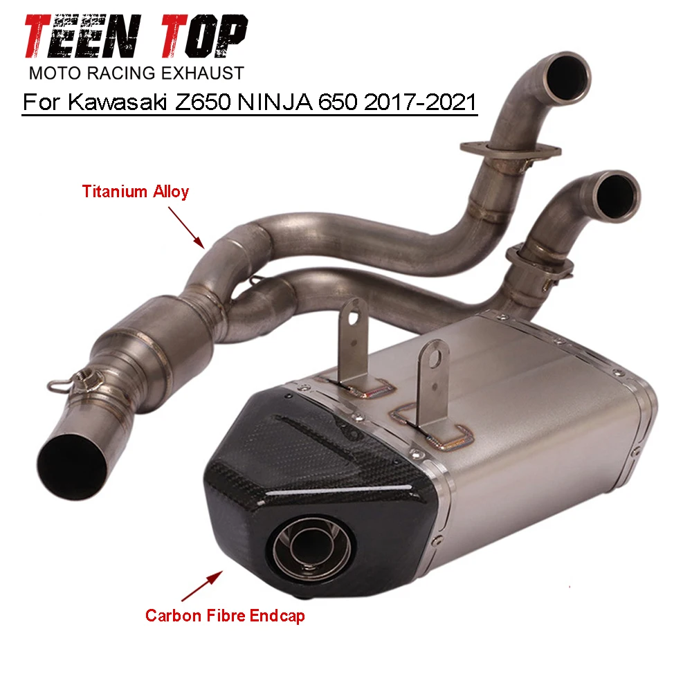 دراجة نارية العادم الانزلاق على 51 مللي متر سبائك التيتانيوم لكاواساكي Z650 النينجا 650 تحت الدراجة أنظمة العادم الكامل نينجا 650 2017-2021