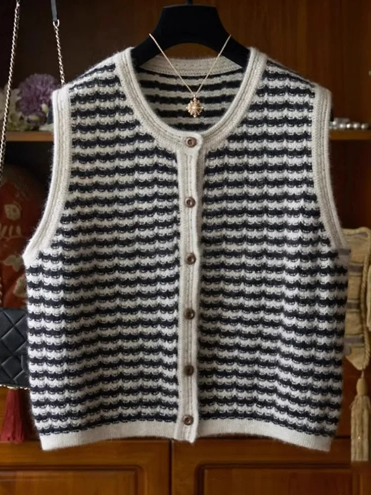 Круглый вязаный кардиган Ne Svel, жилет в полоску, повседневный маленький Fraance Sle, женский топ больших размеров для внутренней одежды
