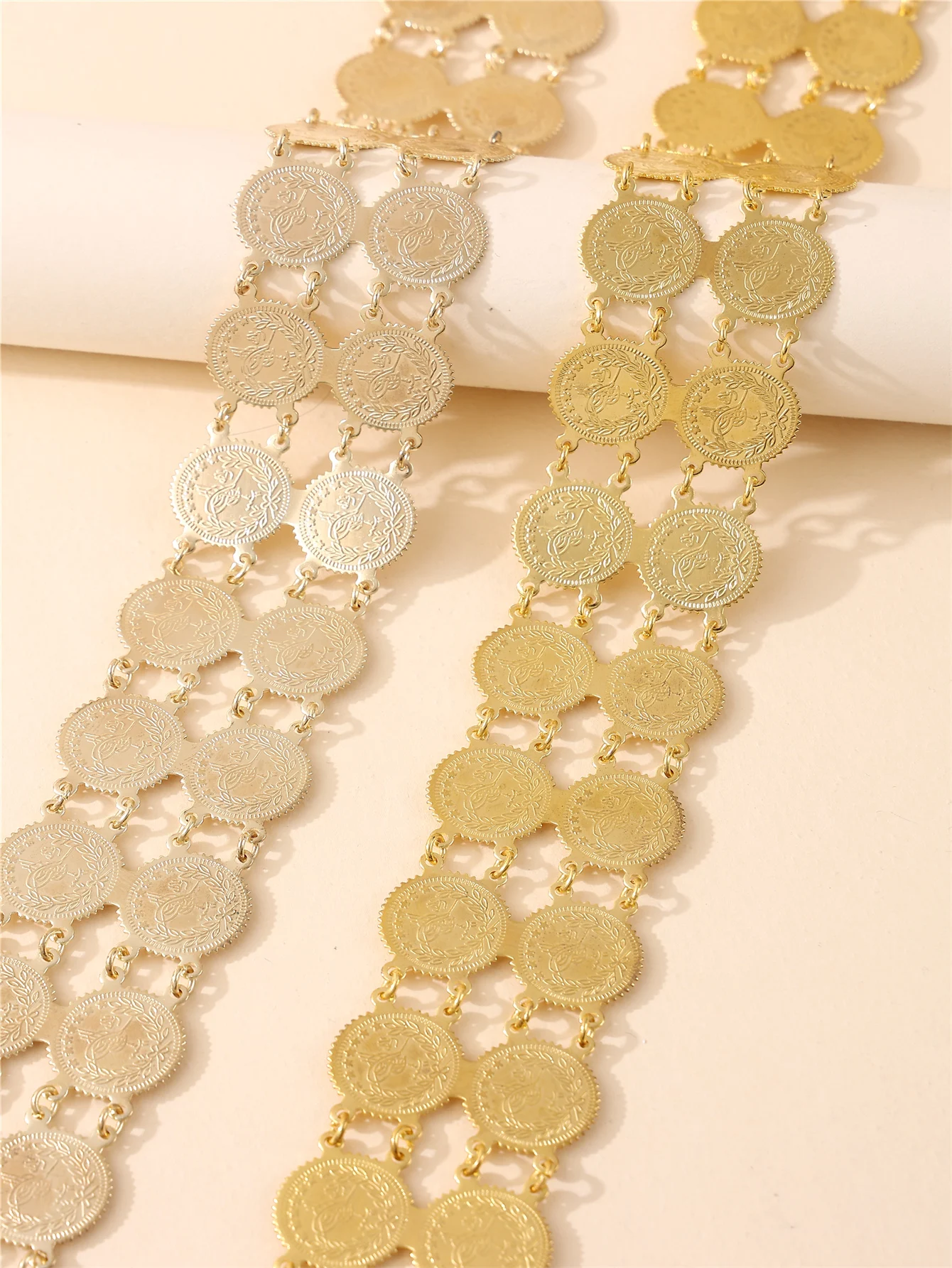 Arab Women's Coin Design Waist Chain Luxurious Vintage Style Adjustable For Wedding Party Festival