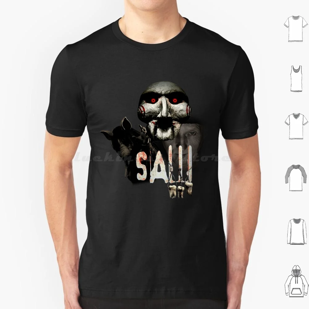 Camiseta de fan art de la película Saw para hombres, mujeres y niños, talla 6XL, película de terror Saw, película de terror Jigsaw, película de terror aterrador, Halloween, Billy Saw 2004