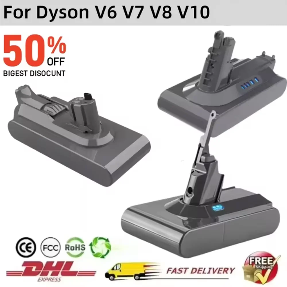 100% new V8 Battery 8000mAh For Dyson Absolute V8 Animal Li-ion 21.6V SV10 Vacuum Cleaner series Rechargeable batteries
