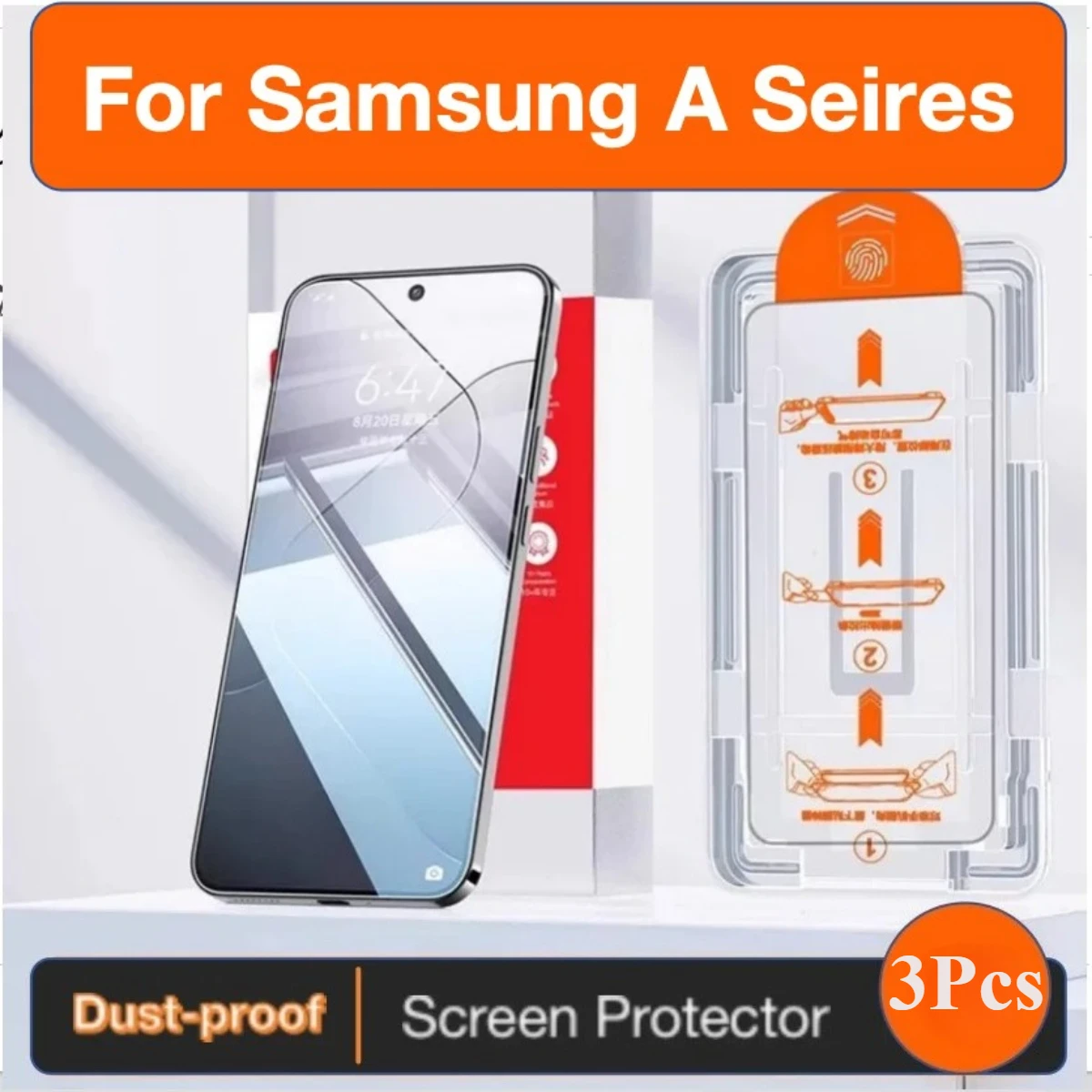 

3Pcs For Samsung Galaxy A17 A26 A16 A55 A54 A56 A36 A35 A51 A52 Screen Protector Toughened Glass Easy Install Auto-Dust Removal