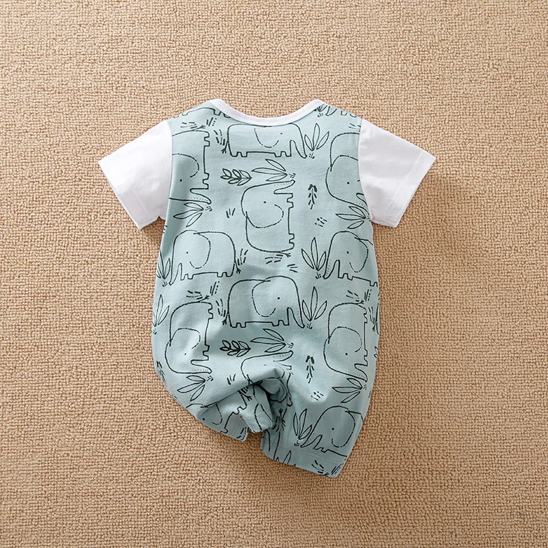 Cute Animal-elephant 0-12Months Newborn Baby Clothes Short Sleeves Bodysuit summer cotton Infant Romper Toddler boys Jumpsuit