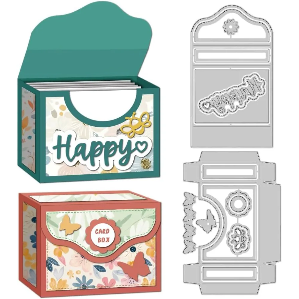 3D Card Storage Box Cutting Dies Card Making Die Stencil Carbon Steel Die Cuts Card Scrapbooking Embossing Template Dies