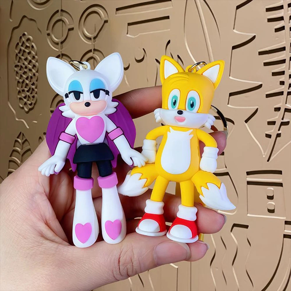 1 Peça de Figura de Ação Anime Sonic The Hedgehog, Chaveiro Fofo de Amy Rose Rouge, Modelo de PVC para Coleção, Brinquedo para Crianças