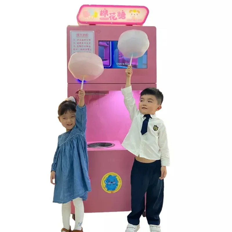 Semi Automatic Cotton Candy Dispenser Machine Commercial Self Service Sugar Candy Floss Vending Machine Kiosk Free Shipping