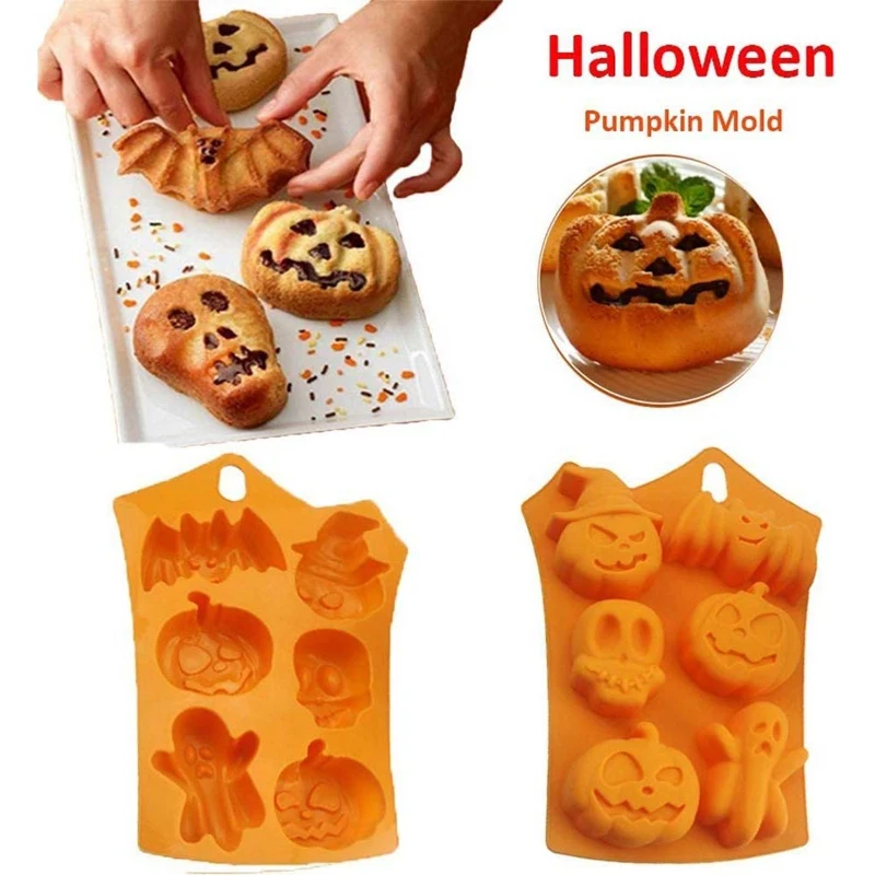 3 Piece Silicone Halloween Ghost Pumpkin Baking Mold Set