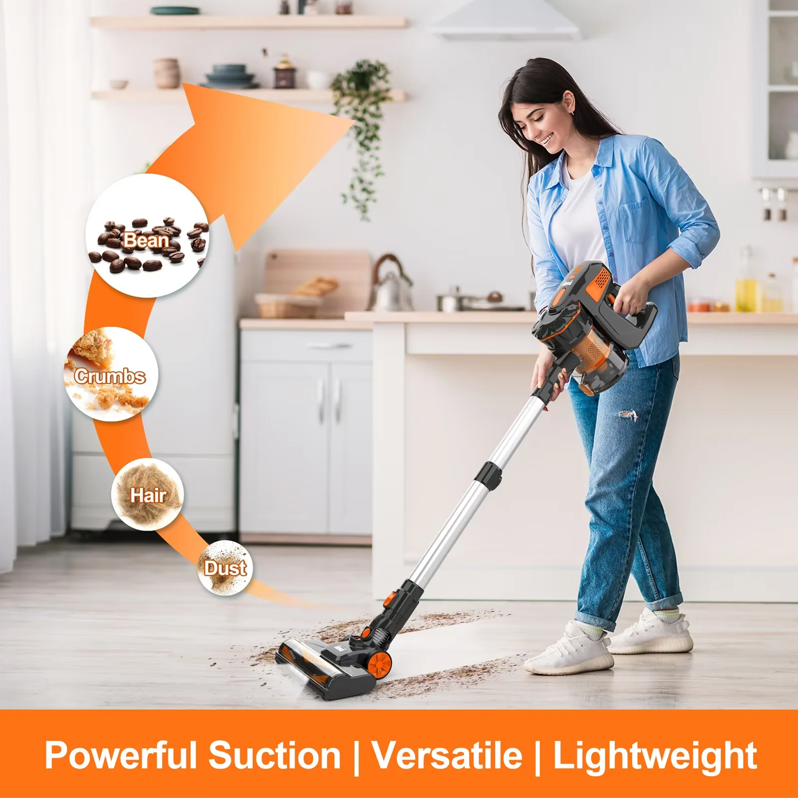 INSE V70 Cordless Vacuum Cleaner 16KPa Stick Vacuum Up to 40min Runtime 10-in-1 Home Cleans for Hardwood Floor Pet Hair Home Car