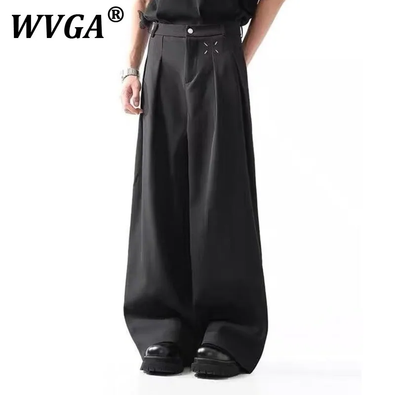

WVGA Spring Autumn New Men Tide High Street Dark Elegant Fashion Wide Leg Draped Design Niche Loose Chic Casual Suit Pants W8578