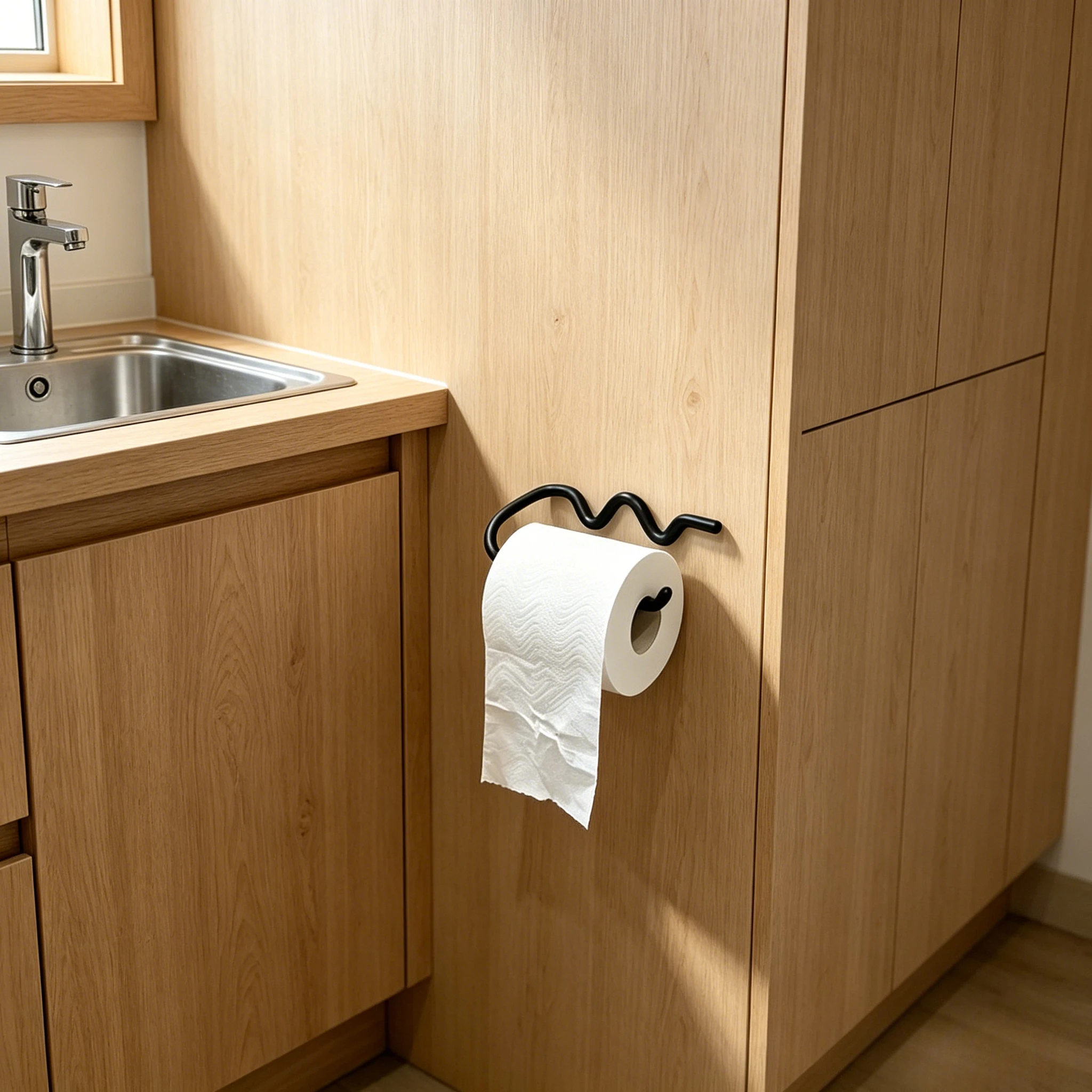 Nordic Wire Paper Towel Holder, Modern Metal Tissue Roll Stand, Colorful 3D Storage Rack for Bathroom, Washroom & Shower Room