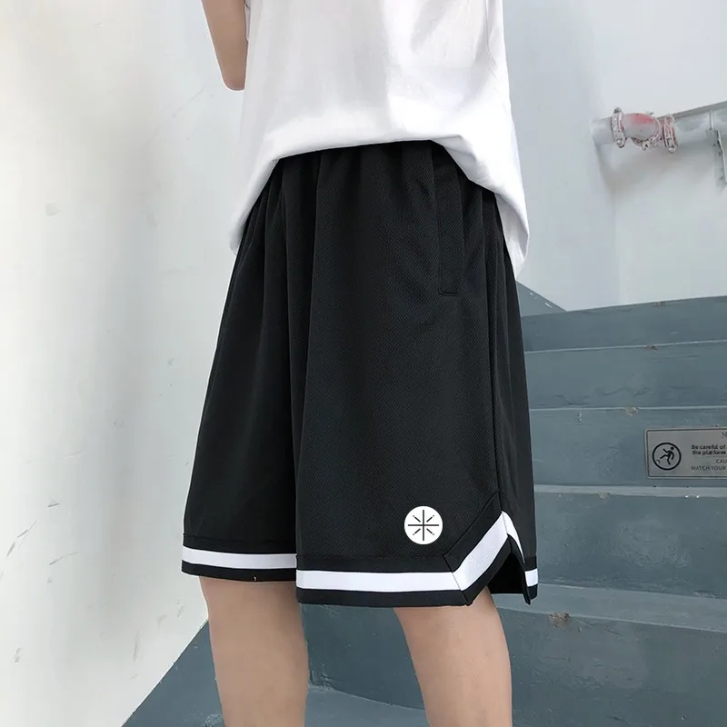 

Мужские летние тонкие быстросохнущие шорты для баскетбола американского стиля, большие размеры, модные брендовые шорты выше колена, спортивные шорты.