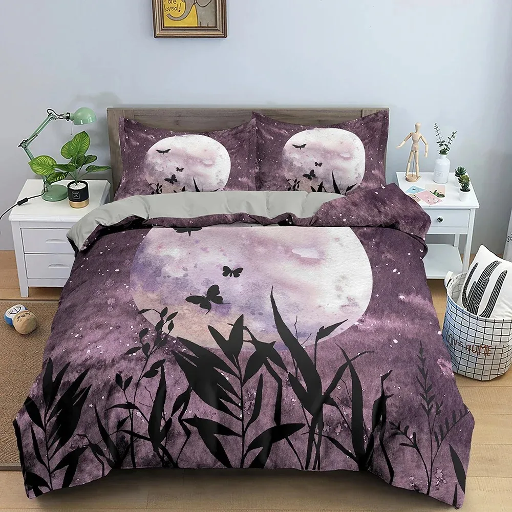 Natural Scenery Duvet Cover Set 3D Moonlight Shadow Bedding Set Comforter Cover With Pillowcase Queen King Size Home Textiles