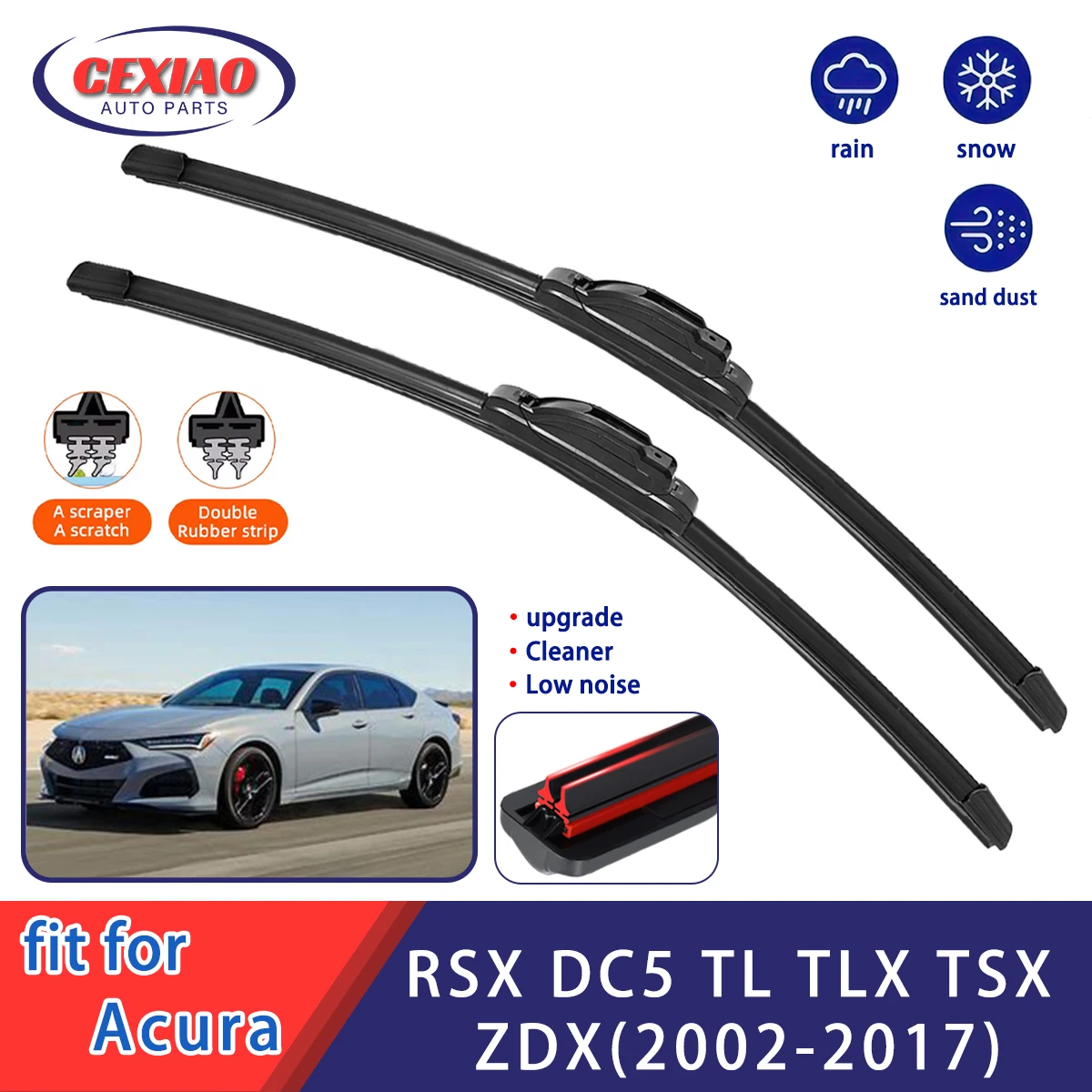 

For Acura RSX DC5 TL TLX TSX TSX ZDX Front Windshield Wiper General Motors Multifunctional Double Rubber Strip Wiper Wholesale