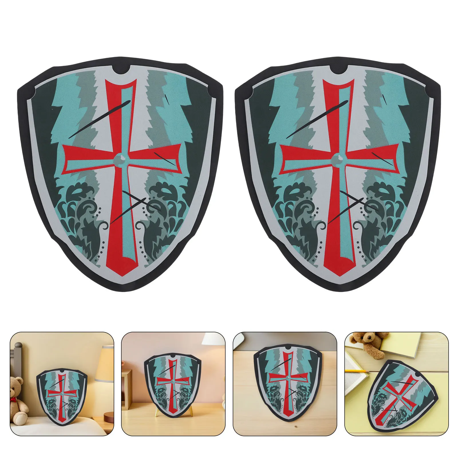 

2pcs 'S Shield Lightweight Eva Knight Shield For Pretend Play Medieval Costume Prop Party Role Play Viking Pirate