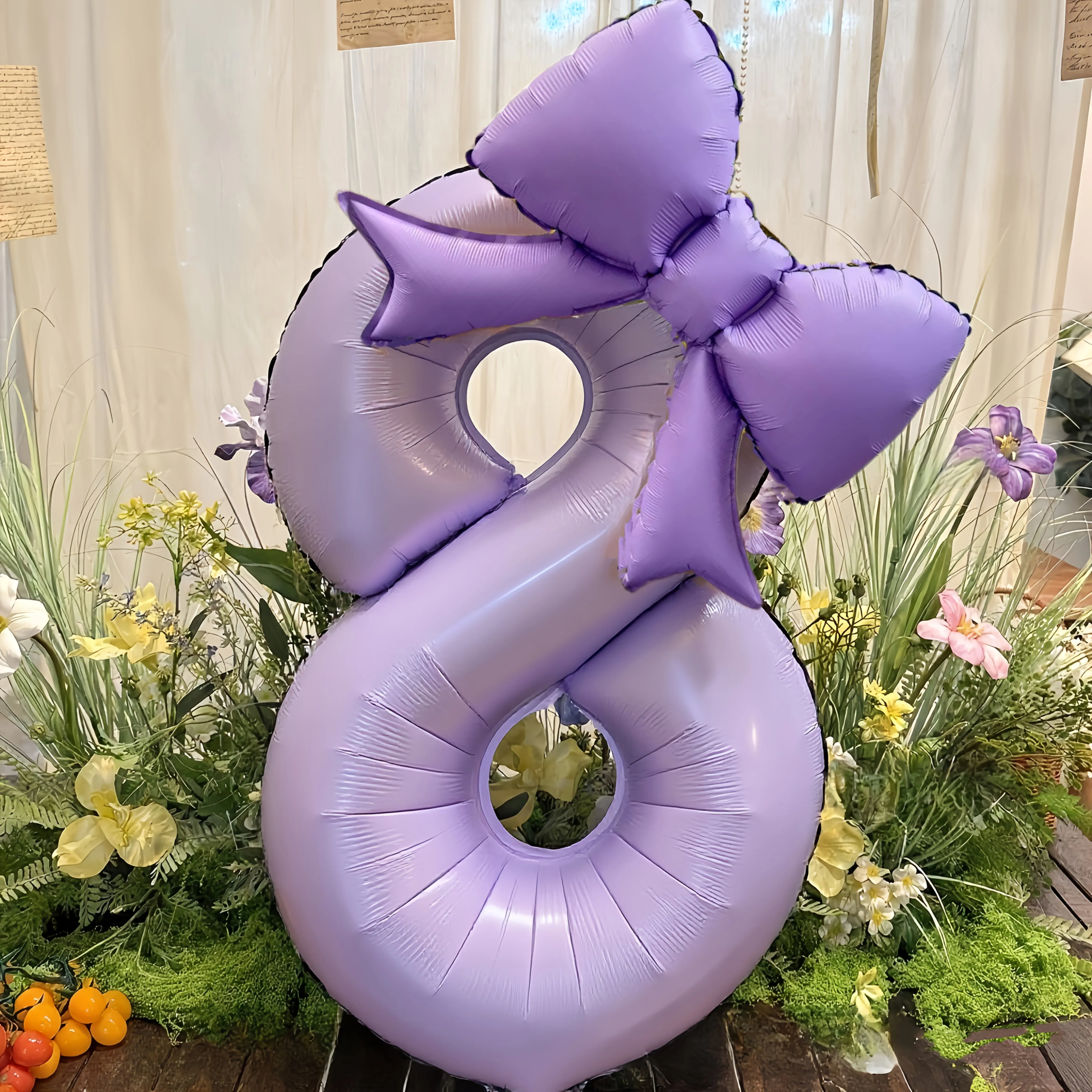 2 Stück 40 Zoll cremefarbene und violette Zahlenballons 0-9 mit Schleife für Kinder und Erwachsene, Geburtstagsdekoration, festliche Partyzubehör, Jubiläumsballon – Detail 11