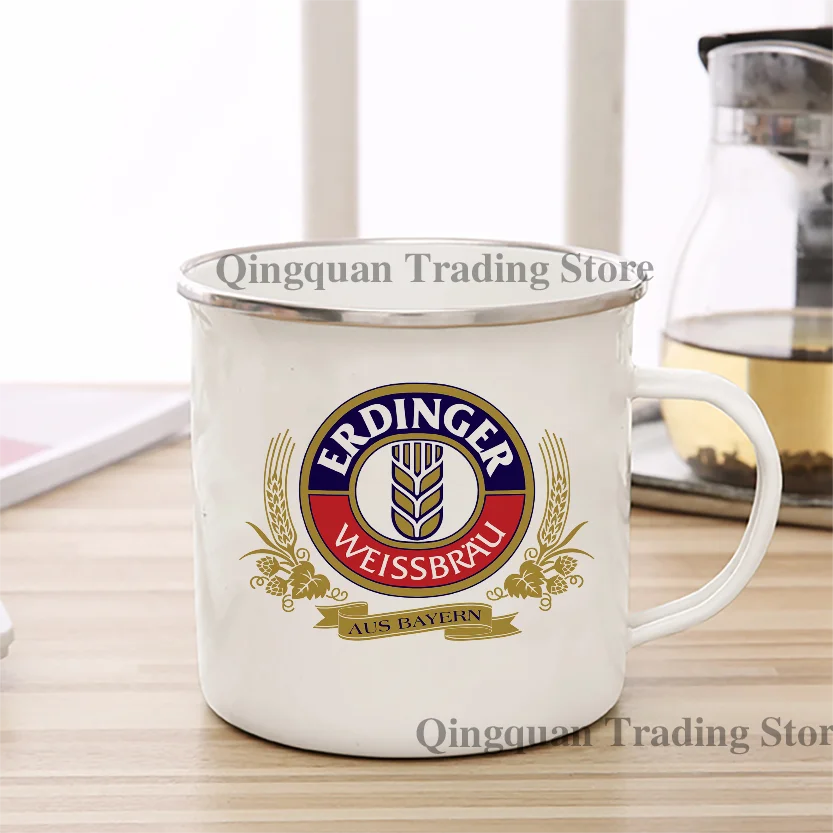 Erdinger emaillierte Tasse Kaffeetasse 11oz Spaß Keramik Kaffee Tee Kakao Tasse Griff Tee Getränk Tasse