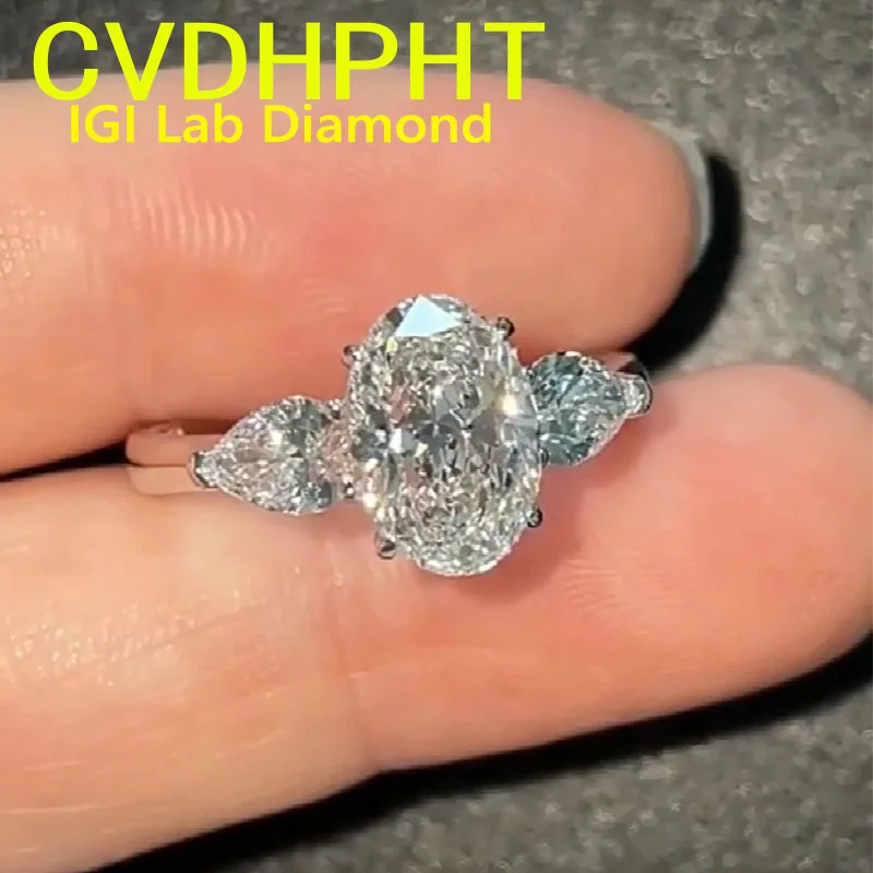 

Customized Ring real Solid 14K white gold Lab grown dimaond ring IGI Oval cut D VS1 Wedding engagement ring