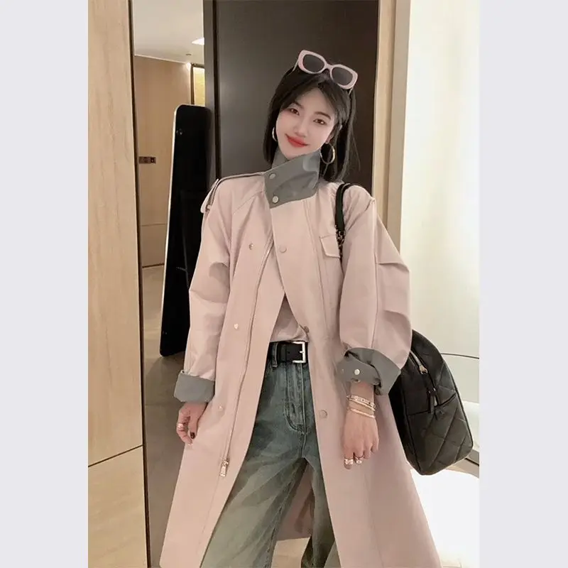 

Женский твидовый стиль 2025 года, элегантный розовый плащ, весна-осень, новая модная верхняя одежда средней длины для миниатюрных дам