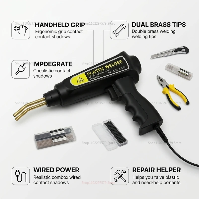 Plastic Welding Gun for Car Bumper Repair Heat Laminator Automotive Bodywork Fix and Maintenance Kit Multi-Function Welder