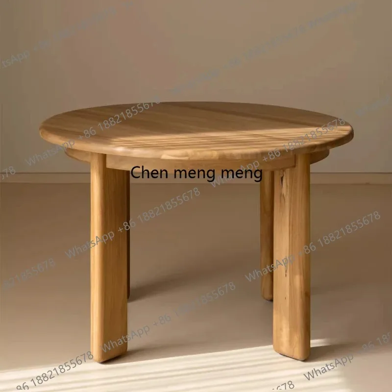 

F150 Retro style restaurant household round dining table teak solid wood round table medium ancient style eating table