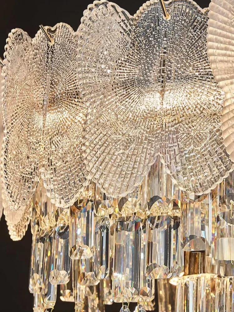 Light Luxury Living Room Chandelier Crystal Lamp Internet Celebrity Villa Dining Room Master Bedroom Warm Lamp Room Lamp Set