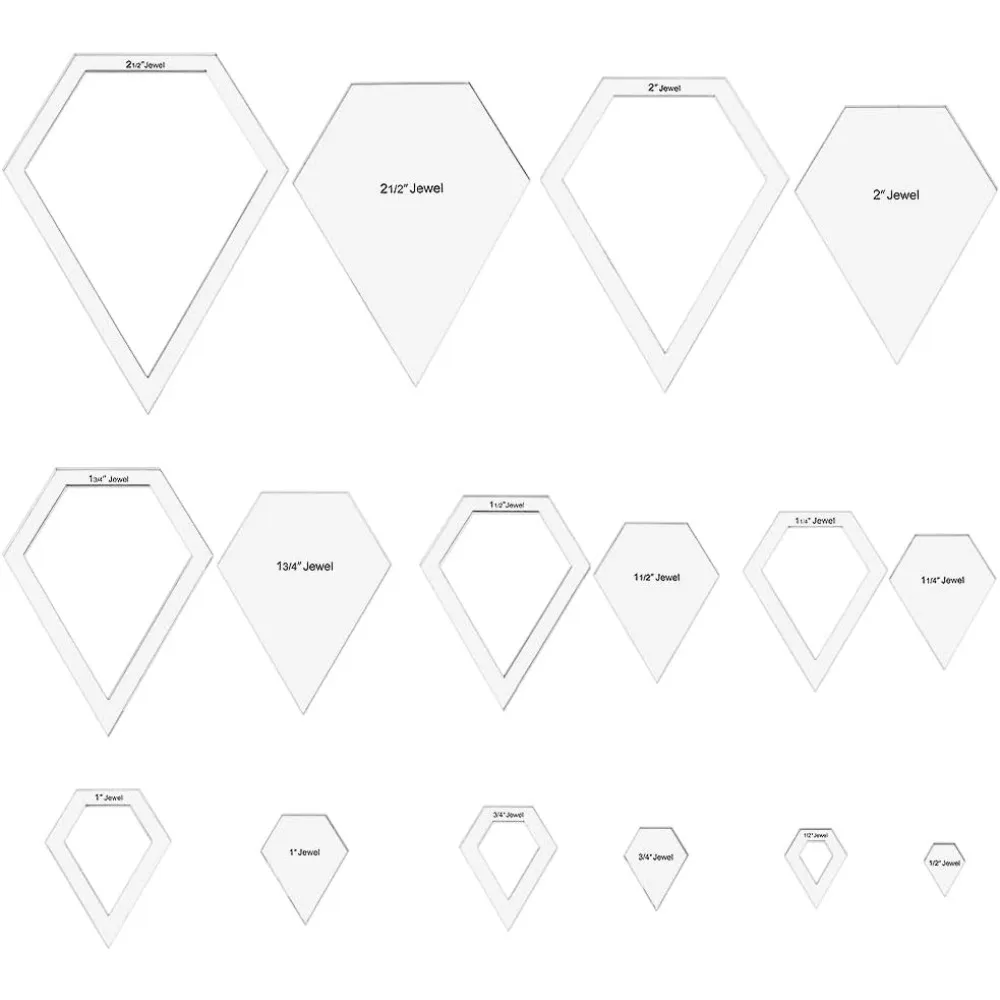 16 Sizes Jewel Quilting Template Acrylic Intricate Sewing Machine Ruler Transparent Pressure Plate Router Template for DIY Hand