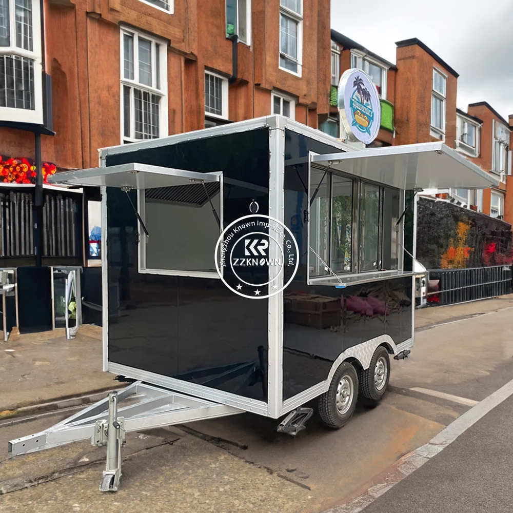 2024 Stainless Steel Food Truck Mobile Street Fast Fully Equipped Food Trailer American Standard Food Truck